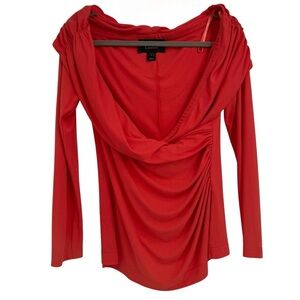 St. John Couture Surplice Drape Neck Long Sleeve Blouse Shirt Top Orange Size 8